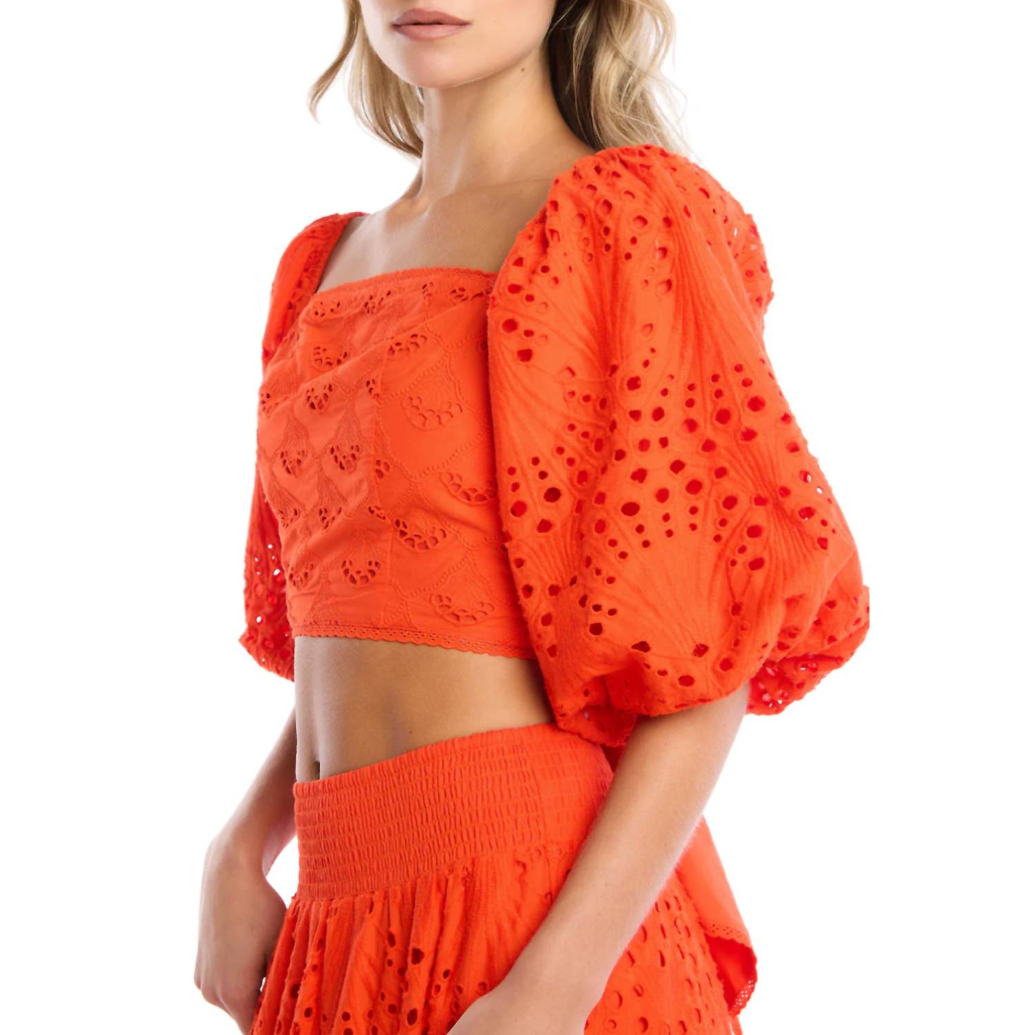 Allison New York - Ciara Eyelet Puff Sleeve Top