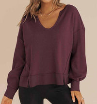 T & C  Apparel - Waffle Knit Long Sleeve Sweatshirt