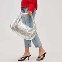 Urban Expressions Dollie Hobo Woven Bag in silver - women's bag - view 4