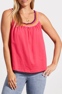 TRIBAL Flowy Tank Top With Crochet Neckline in fruit punch - women's tank top