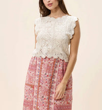 Cleobella Astra Crochet Crop Top in parchment - women's tank top