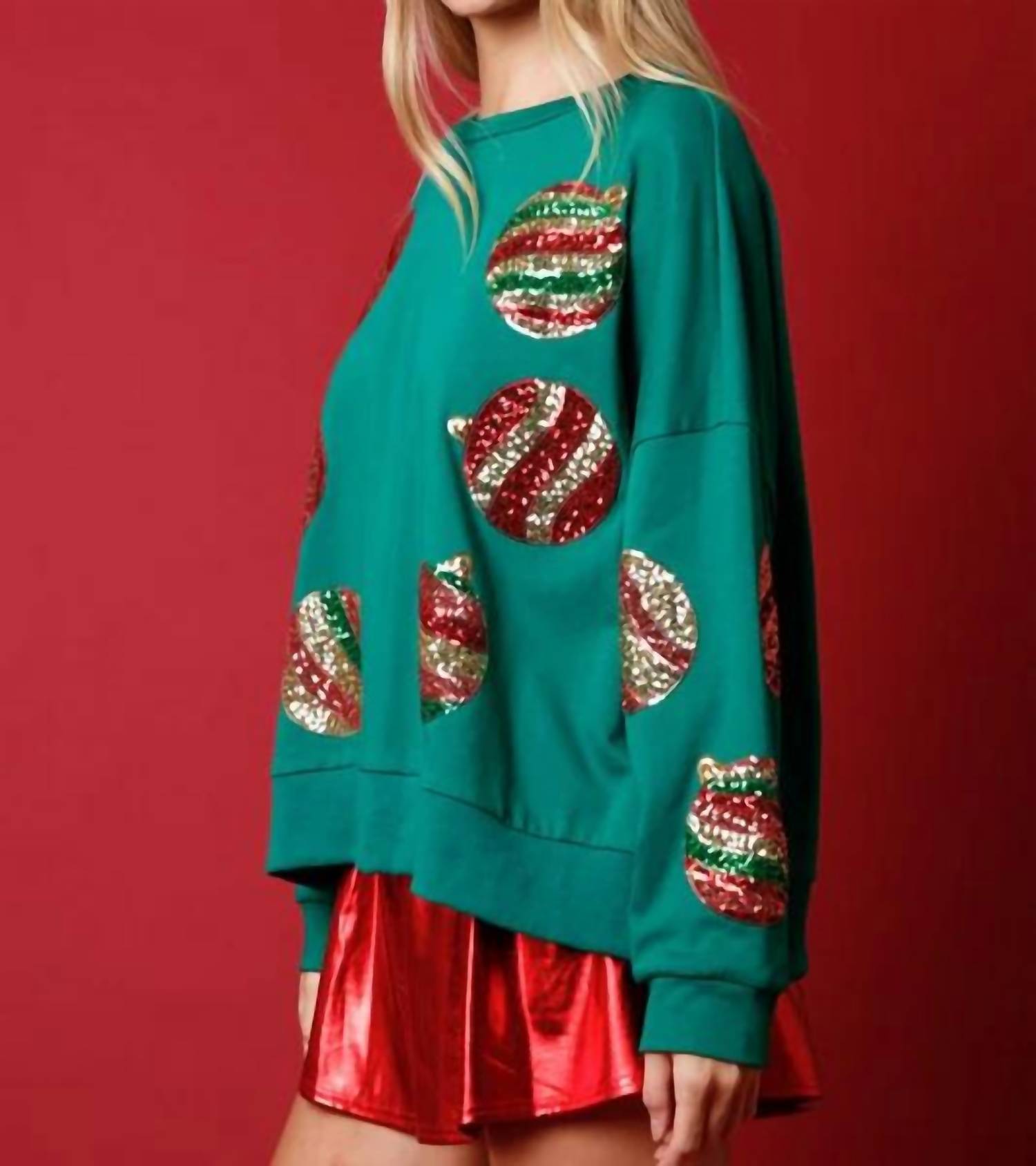 Peach Love - Christmas Ornament Sequin Sweater