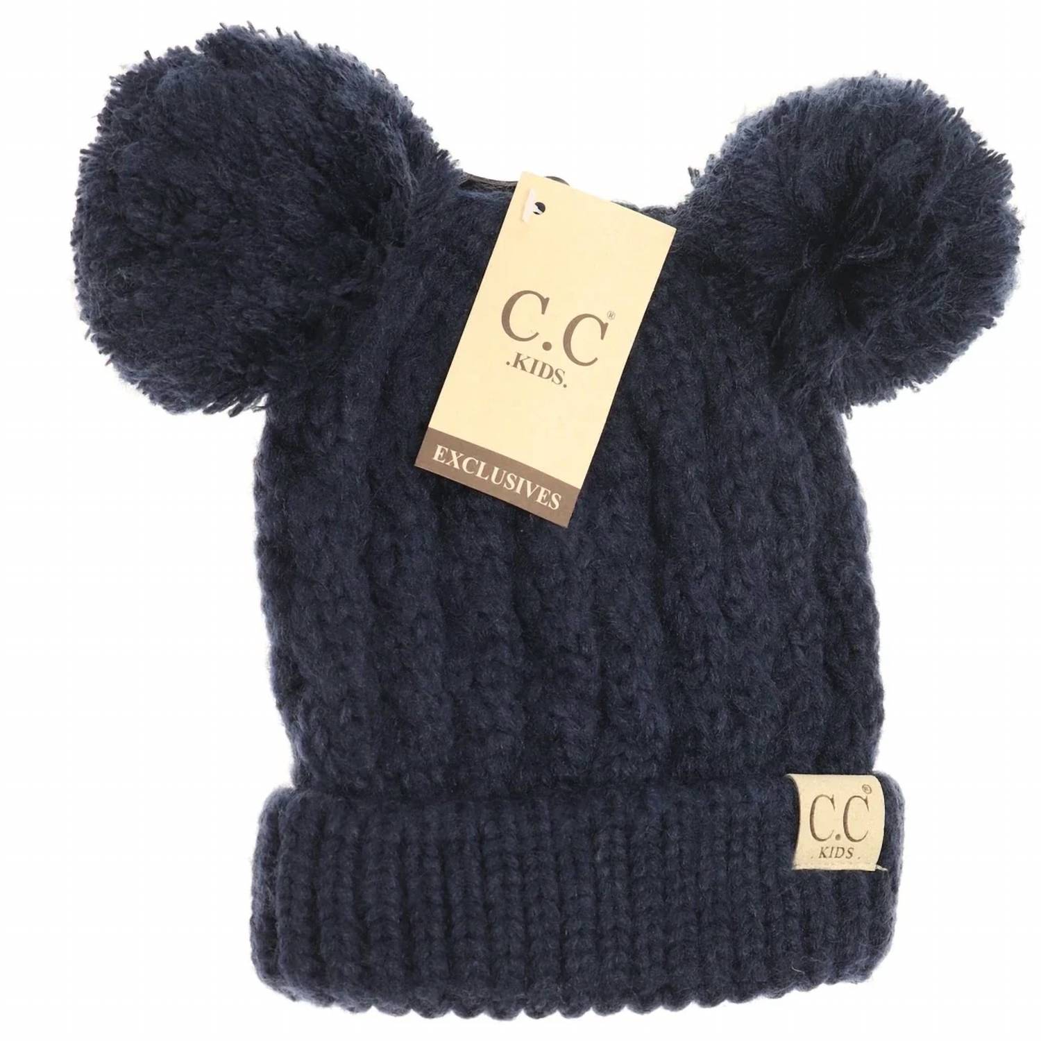 C.C Beanie - Baby Double Fur Pom Beanie