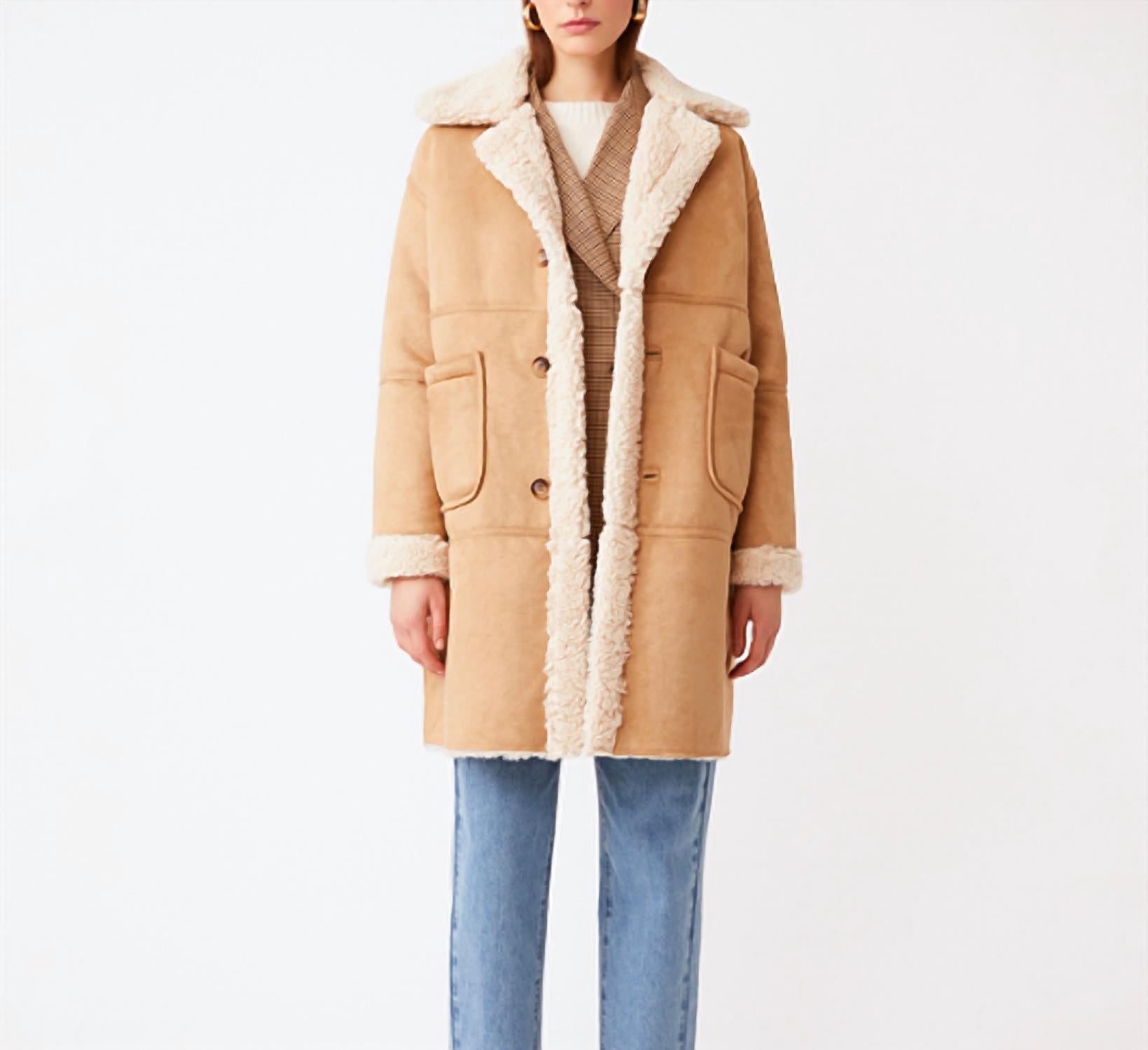 Suncoo Enjoy Reversible Coat in beige - women's jacket
