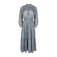 Mima Rosso - Silky Ruched Waist Tier Maxi Dress