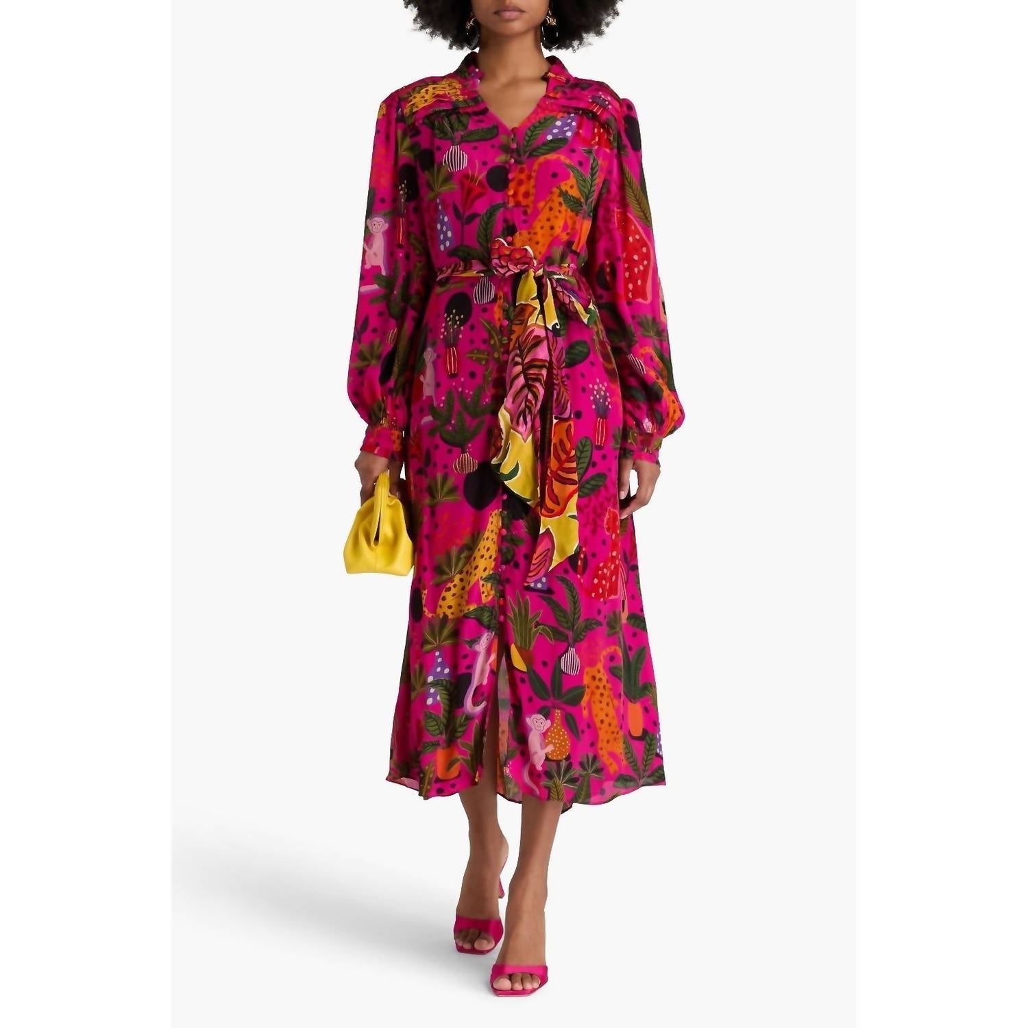 Farm Rio - Pop Leopards Chemise Midi Dress