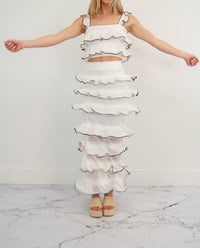 Mable - Kate Tiered Ruffle Midi Skirt Set