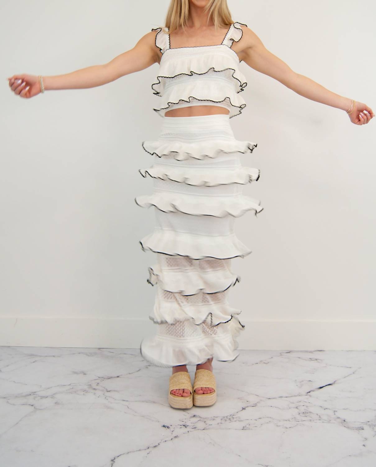 Mable - Kate Tiered Ruffle Midi Skirt Set