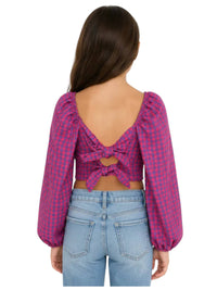 Theme - Girls Tie Houndstooth Top
