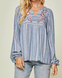 Andree By Unit - Floral Embroidered Babydoll Top