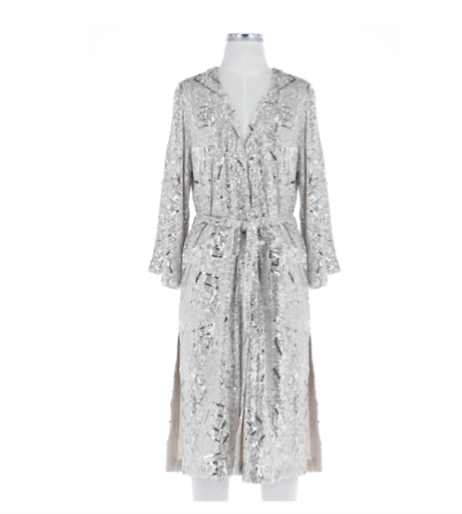SKIES ARE BLUE Women's Sequin Duster in champagne - women's intimate - detail view