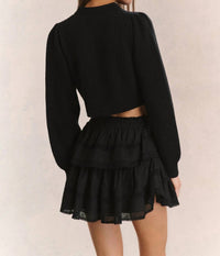 LoveShackFancy Avignon Crop Cardigan in black - women's cardigan - detail view