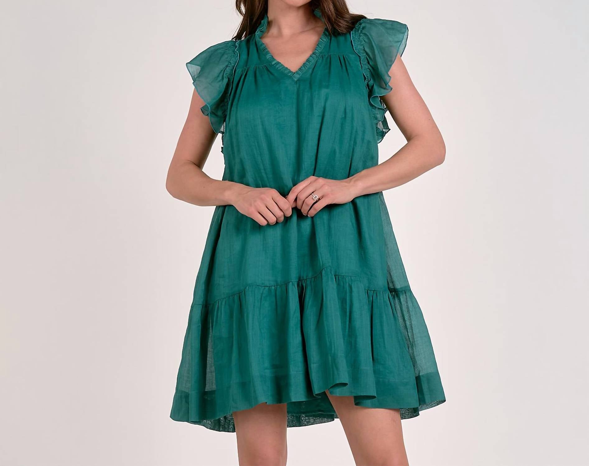 Elan - Women's Raza Flutter Sleeve Mini Dress
