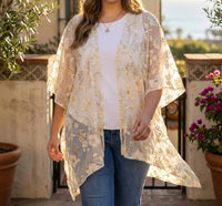 Karen Kane - Floral Embroidered Open Front Jacket - Plus