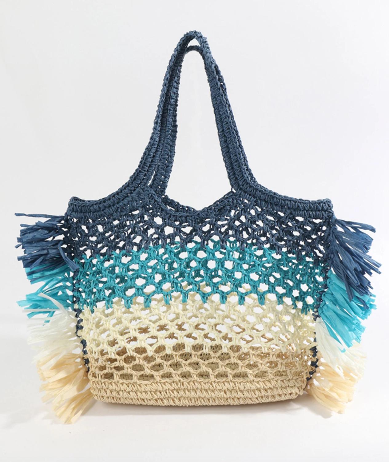 Pia Rossini Women's Paros Raffia Beach Tote Bag in blue - women's bag