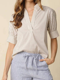 Olivaceous - Split Neck Blouse