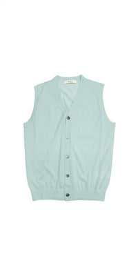 6397 Wool Cashmere Button Vest in chlorine - women's tank top - view 9