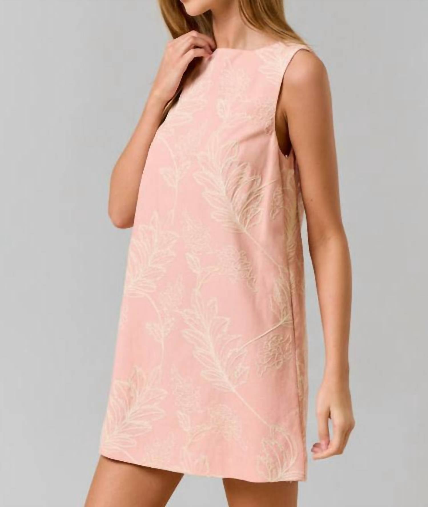 lalavon Monica Embroidery Sleeveless Dress in pink ivory - women's dress - alternate view