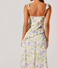 Astr - Rosalina Satin Ruffle Midi Dress