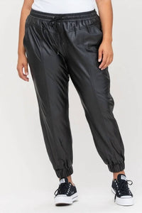 Cello - High-Rise Faux Leather Joggers