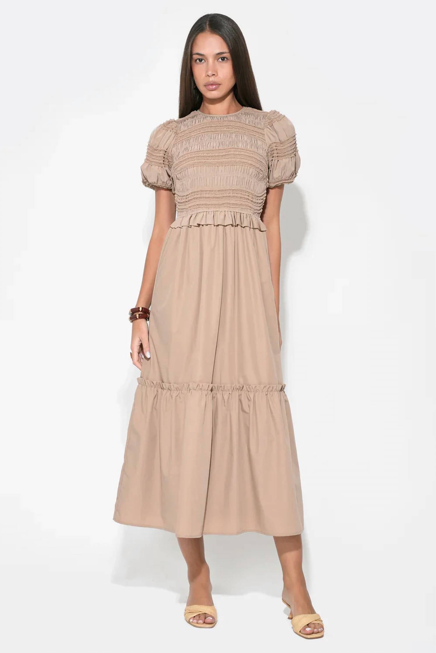 Adelyn Rae - Erin Short Sleeve Smocked Midi Dress