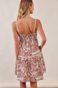 Listicle - Paisley Lace Trim Mini Dress