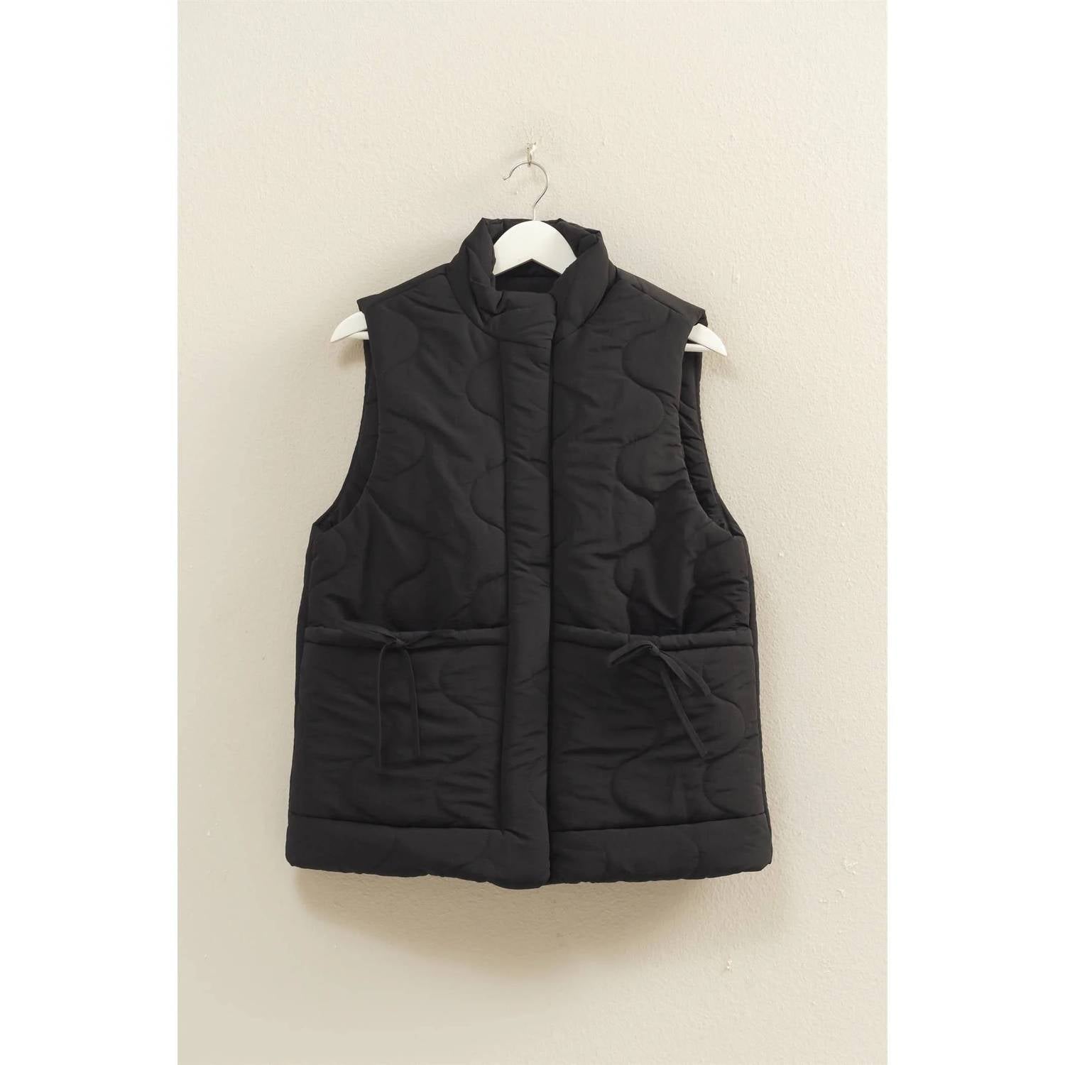 Hyfve - Women's Quilted Ribbon Tie Detailed Puffer Vest⁠