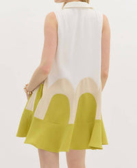 Entro - Collared Colorblock Arch Dress