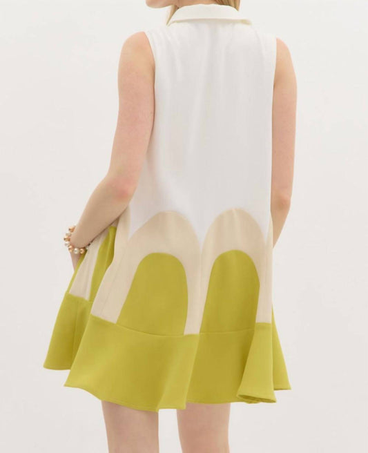 Entro - Collared Colorblock Arch Dress