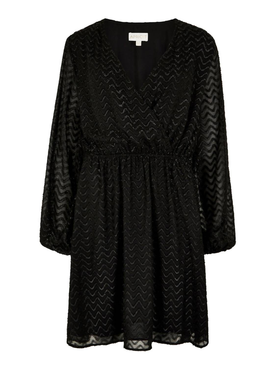 APRICOT Chevron Jacquard Wrap Dress in black - women's dress - view 4