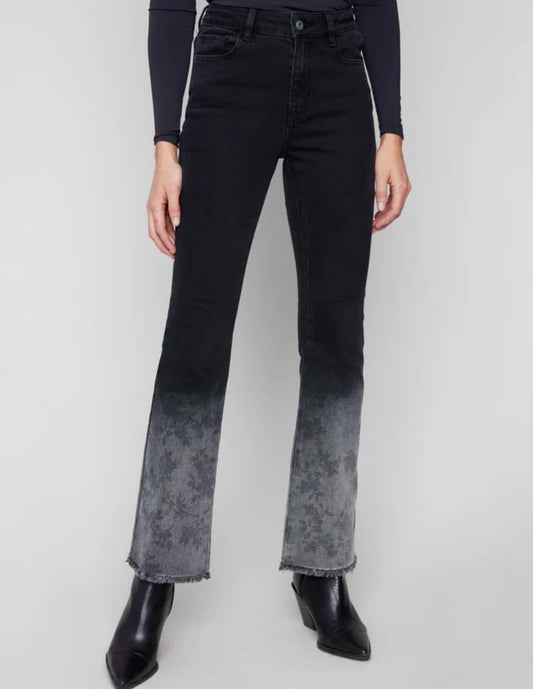 Charlie B - flared jeans with Floral Washed Hem