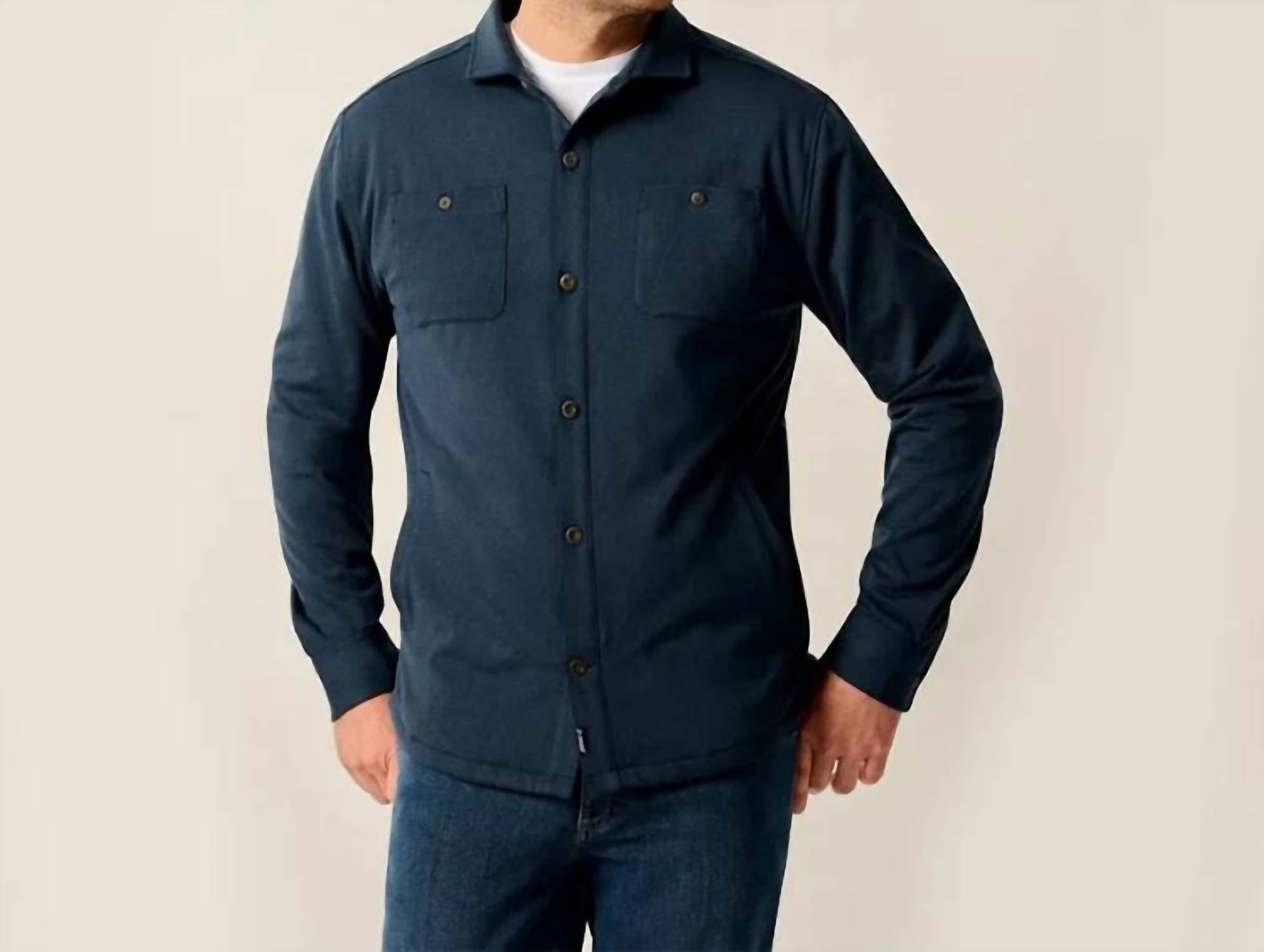 JOHNNIE-O Russo Stretch Knit Shacket with PrimaLoft in navy - men's jacket
