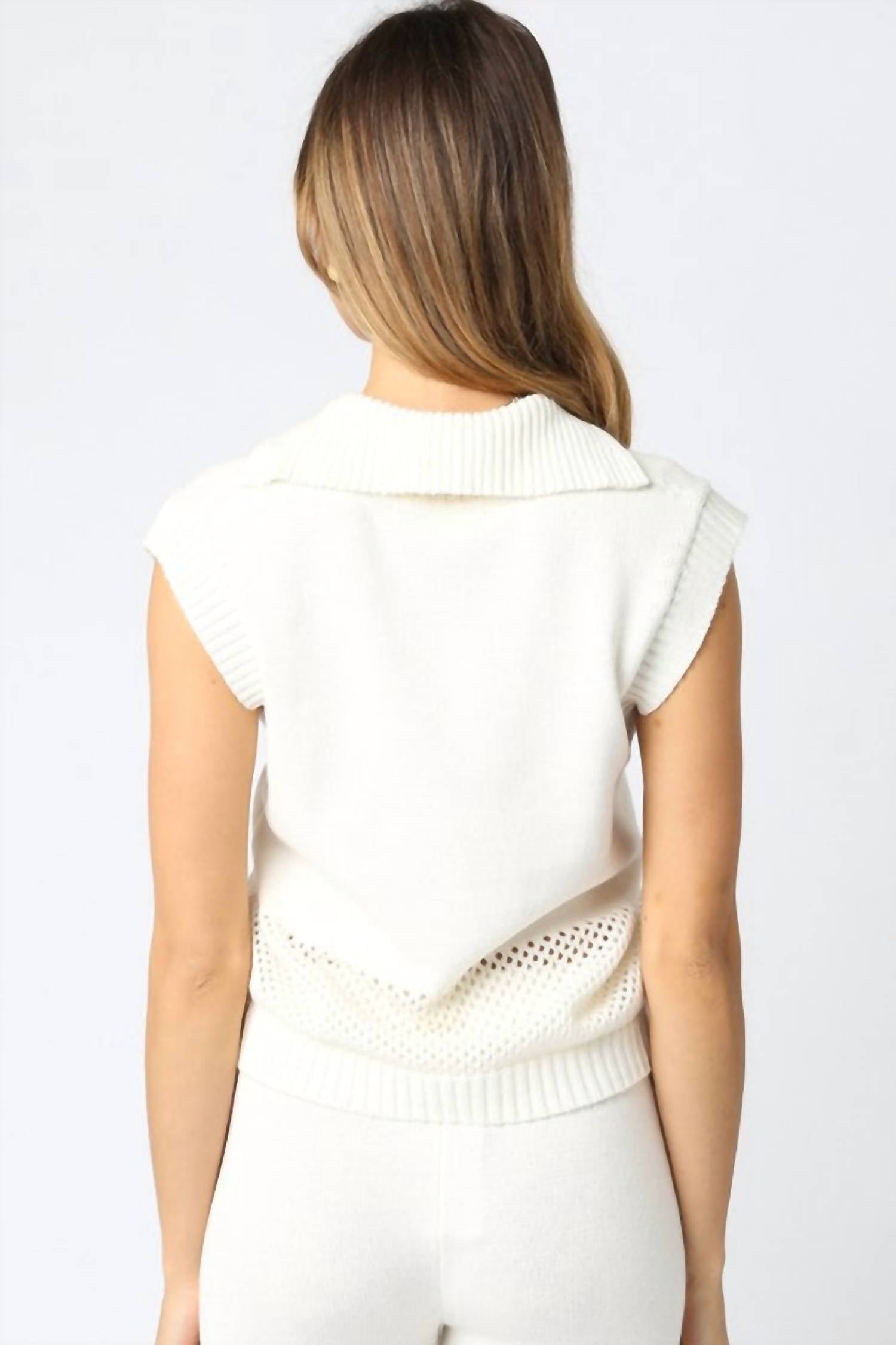 Olivaceous - Singer Collared Knit Top