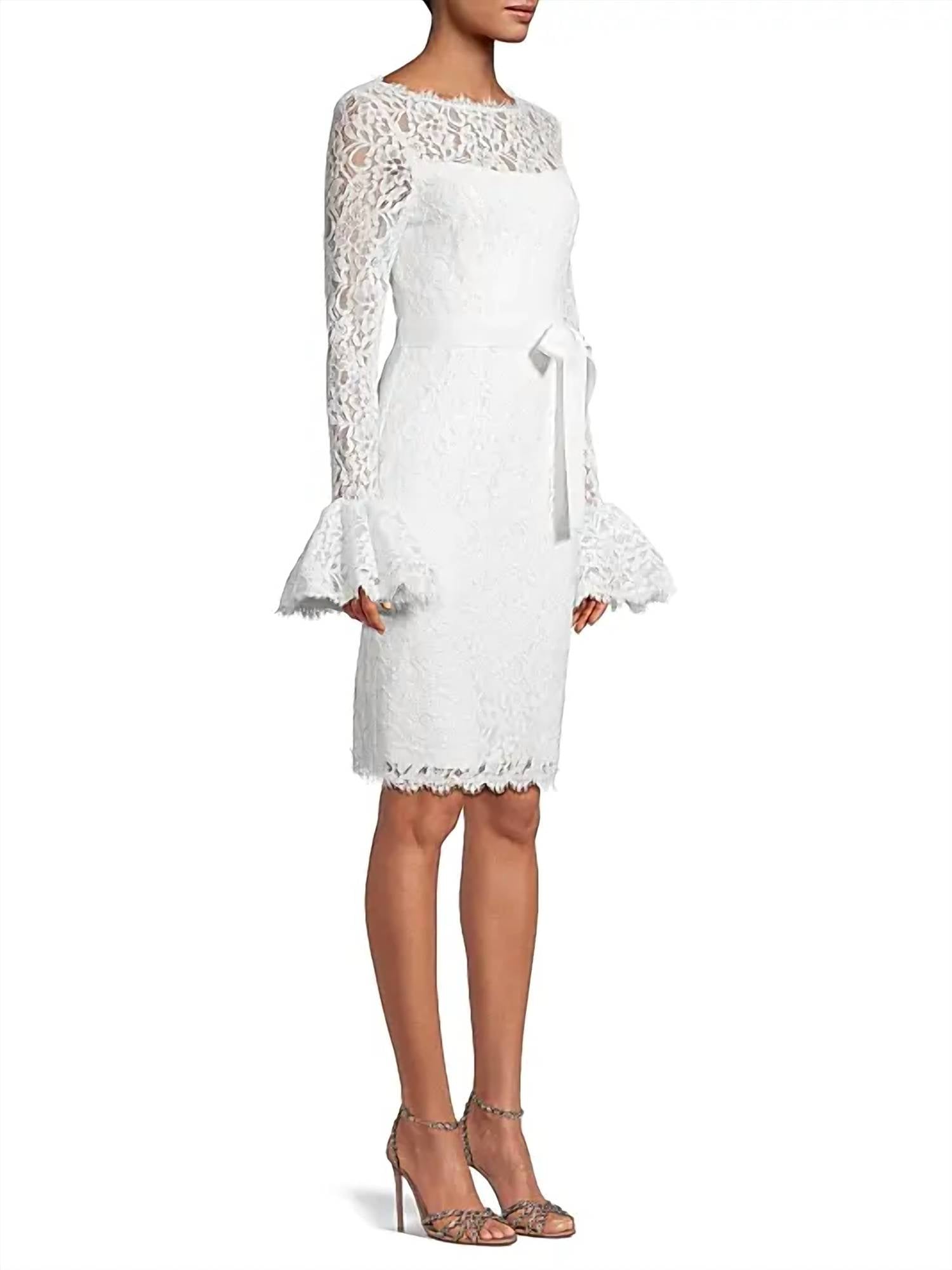 Nue By Shani - Lace Bell-sleeve Sheath Dress