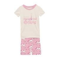 Kickee - Girls' Graphic Tee Short Sleeve Pajama Set with Shorts