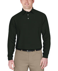 Pga Tour - Men's Long Sleeve Performance Feeder Stripe Polo Shirt