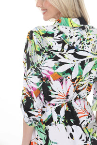 Joseph Ribkoff - Tropical Drawstring Waist Shirt Dress