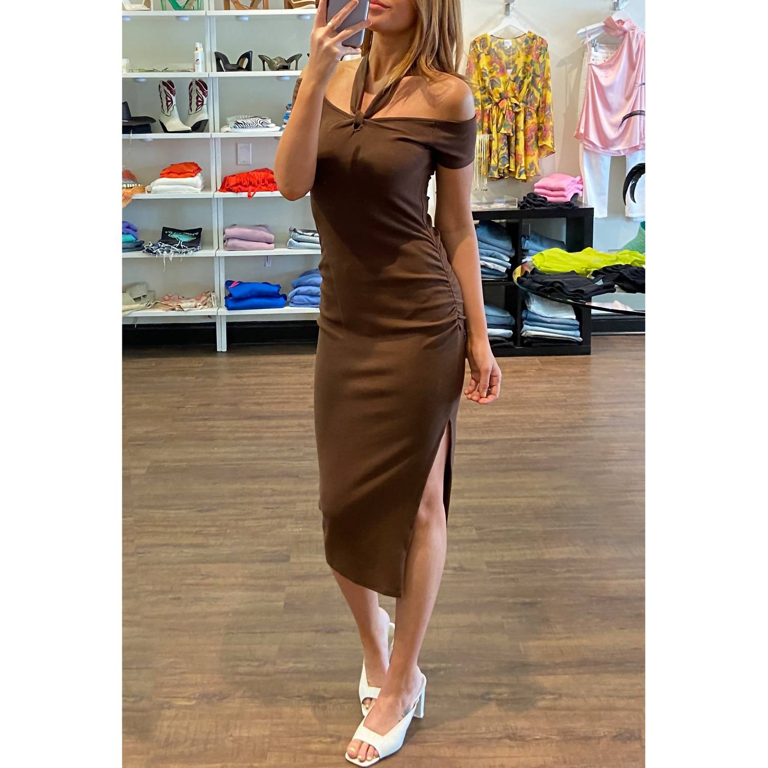 Women's Serra Ribbed Halter Midi Dress