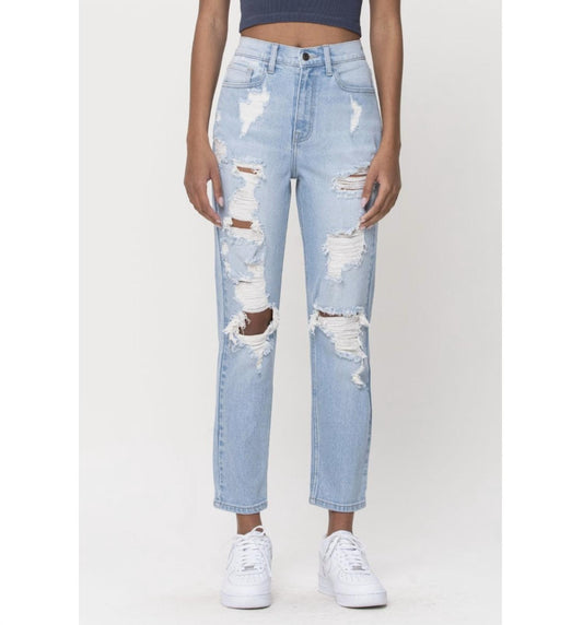 Cello - High Rise Distressed Mom Jeans