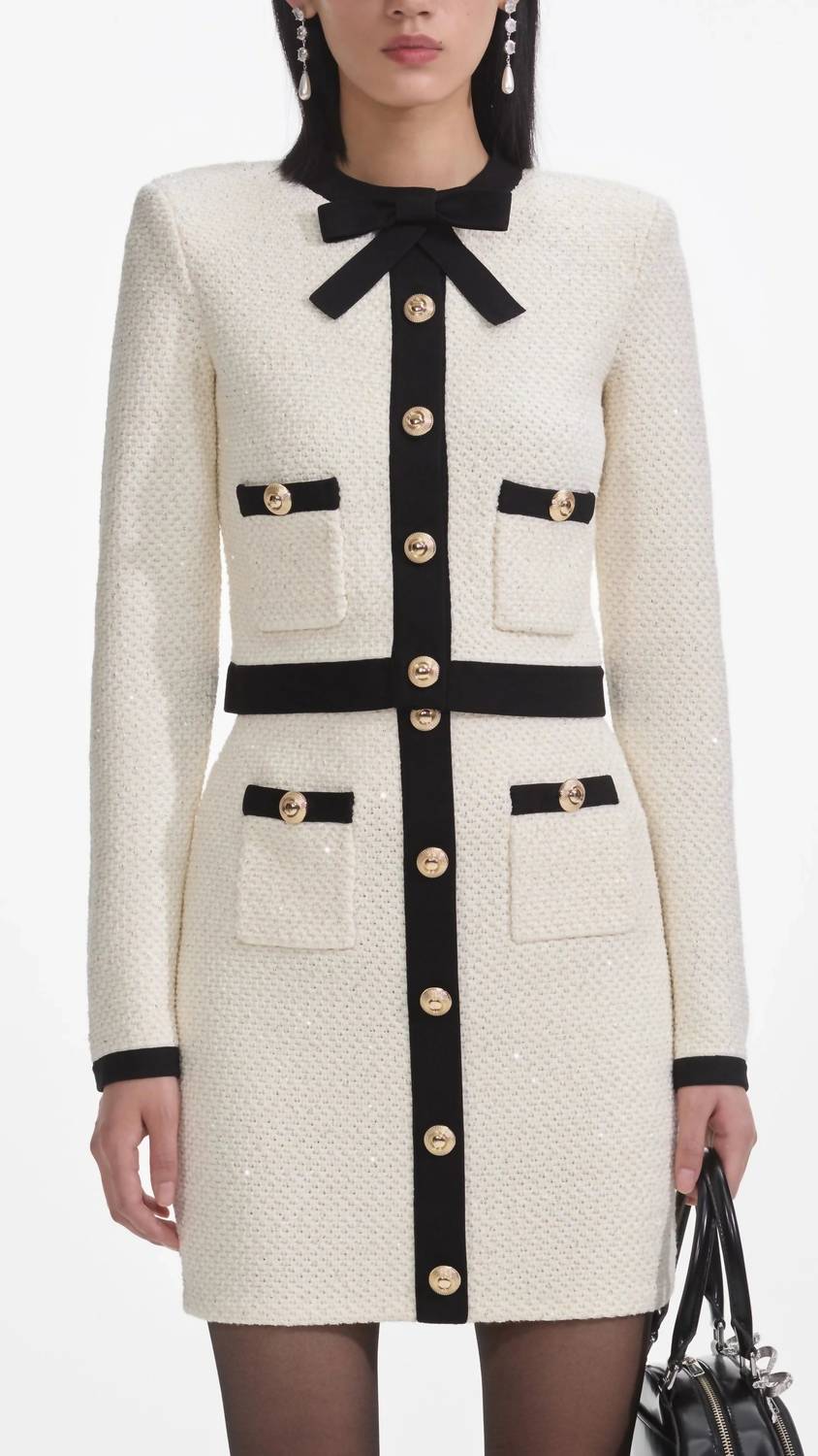 Self-Portrait - Women's Sequin Bow Cardigan