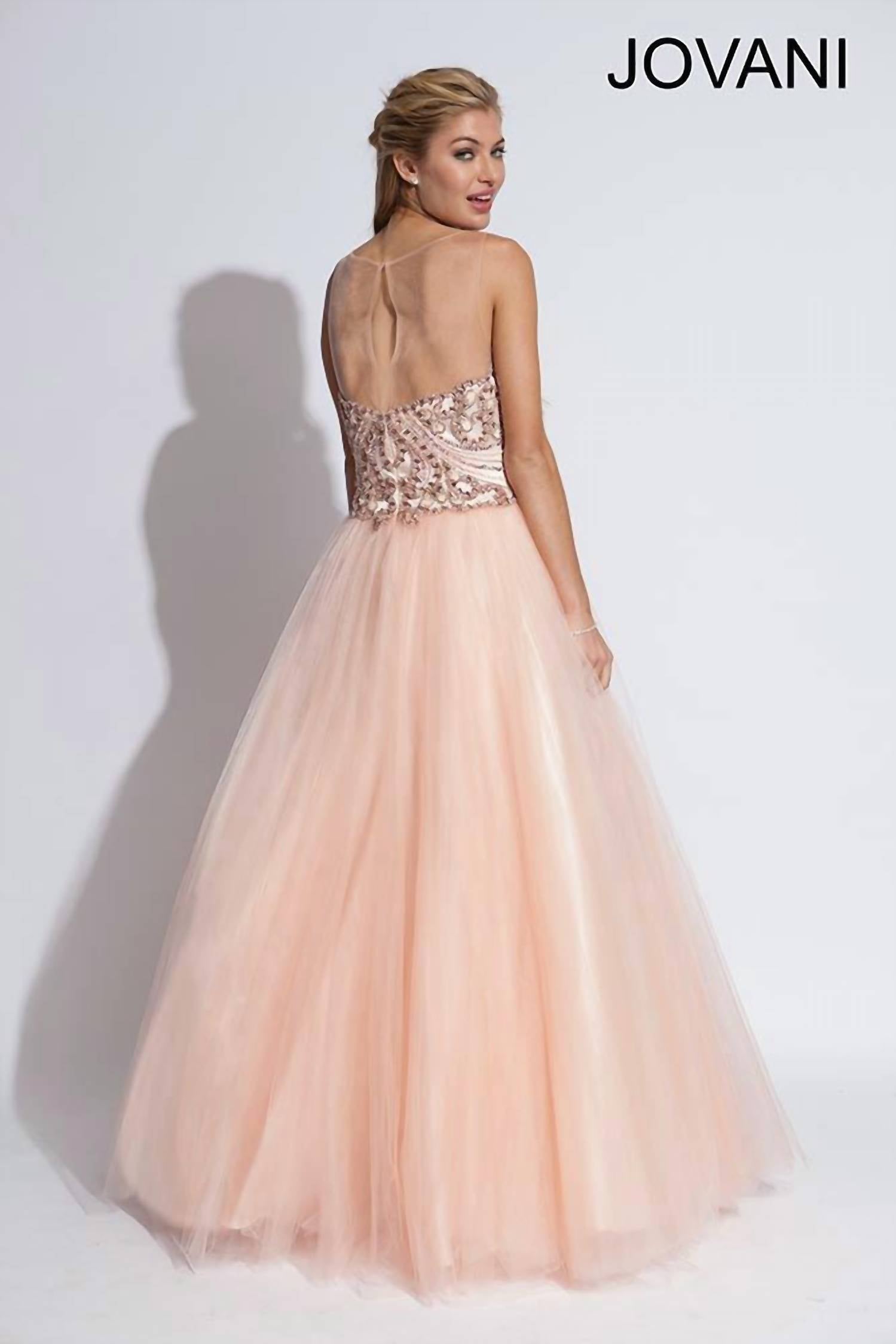 Jovani - Sleeveless Sheer Panel Gown