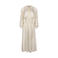 Mima Rosso - Silky Ruched Waist Tier Maxi Dress