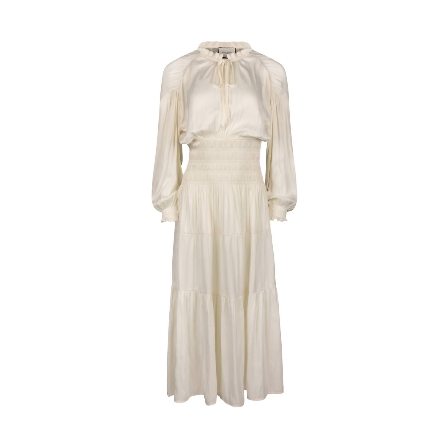 Mima Rosso - Silky Ruched Waist Tier Maxi Dress