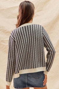 So Me - Missy Houndstooth Cardigan Sweater