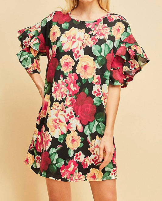 Entro - Floral Ruffle Sleeve Mini Dress
