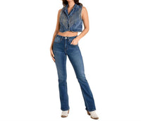 Rock & Roll Denim Cropped Fringe Vest in denim - women's blouse - alternate view