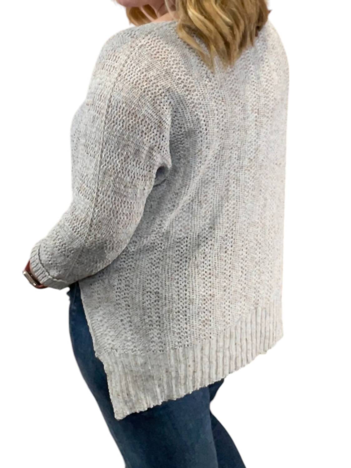She + Sky - 3/4 Sleeve Yarn Pullover Sweater