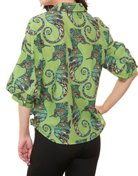 Dizzy-Lizzie - Milano Puff Sleeve Blouse - Seahorse