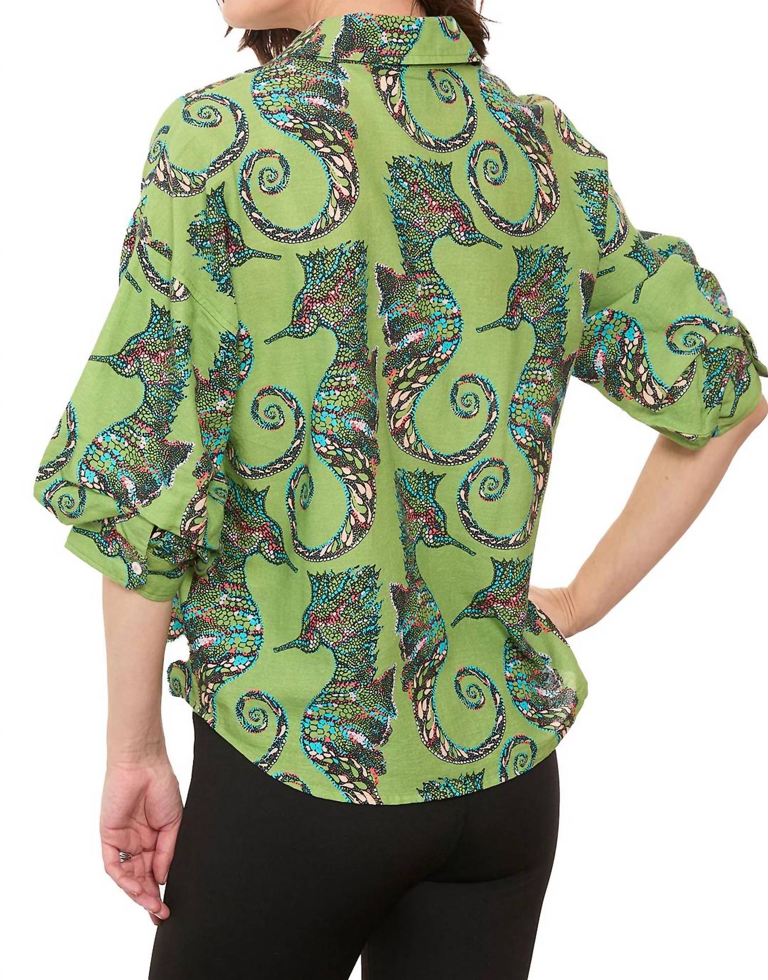 Dizzy-Lizzie - Milano Puff Sleeve Blouse - Seahorse