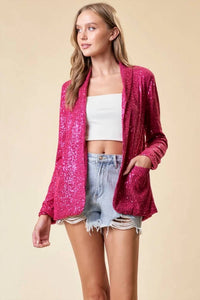 Doe And Rae - Open Front Sequin Blazer